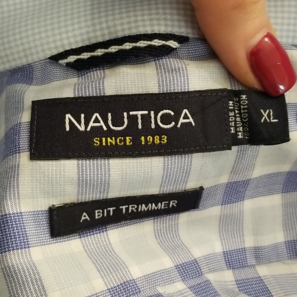 Nautica Plaid A Bit Trimmer Button Up Shir - Picture 8 of 8